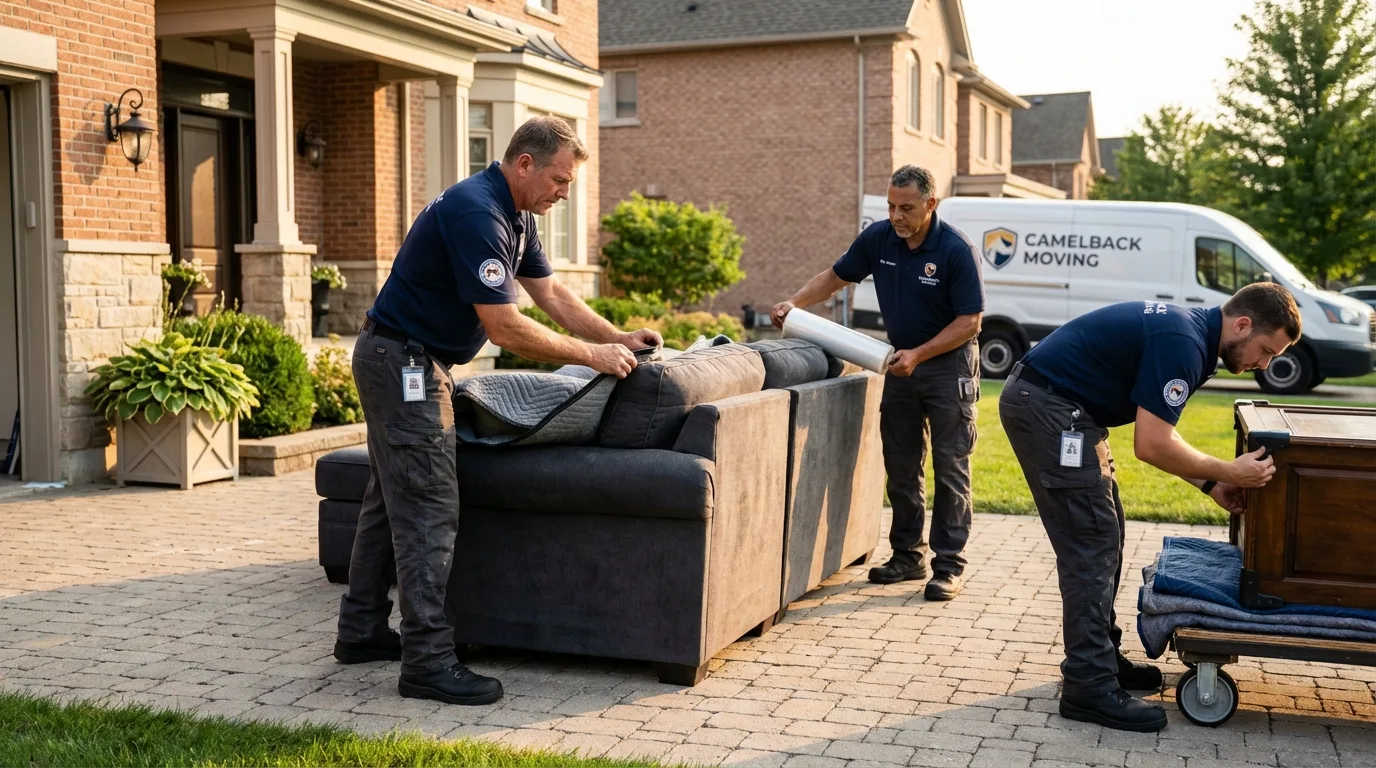 Large estate moving crew wrapping furniture in Braham, MN